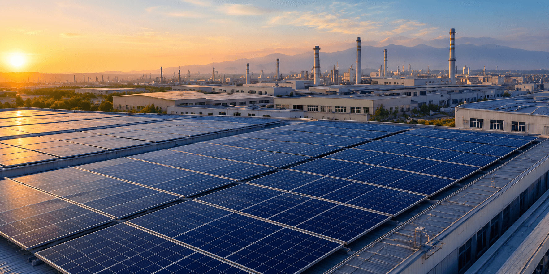 Industrial rooftop solar installation over a factory estate in Pakistan by BijliBachao